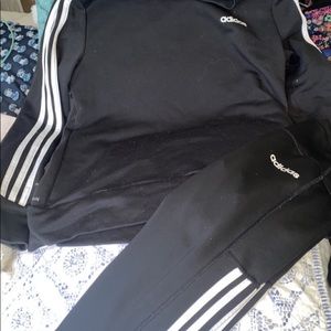 Black adidas sweatshirt and matching leggings